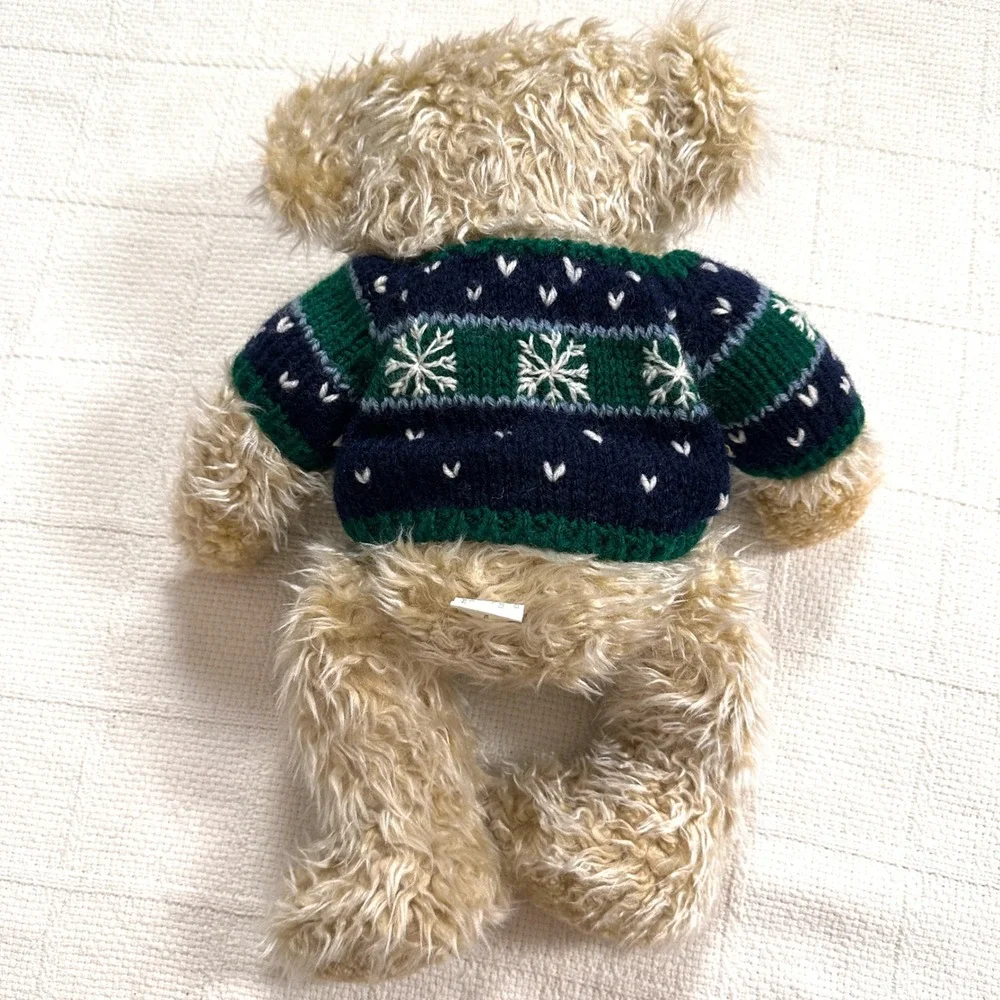 VTG Teddy Bear Plush Fair Isle Sweater Shaggy Tan Yang Jee Cottage Holiday 16